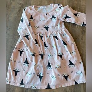 Hanna Andersson Playground dress pink Halloween cats size 6/7